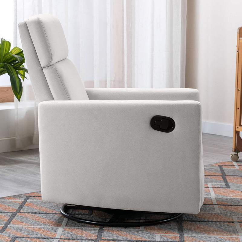Modern Upholstered Rocker Nursery Chair Plush Seating Glider Swivel Recliner Chair