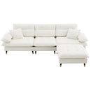 L Shaped Convertible Sectional Sofa 4 Seat Tufted Couch Set With Two Tone Adjust Legs Cloud Movable Ottoman