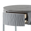 Yukino - End Table - Gray High Gloss & Chrome