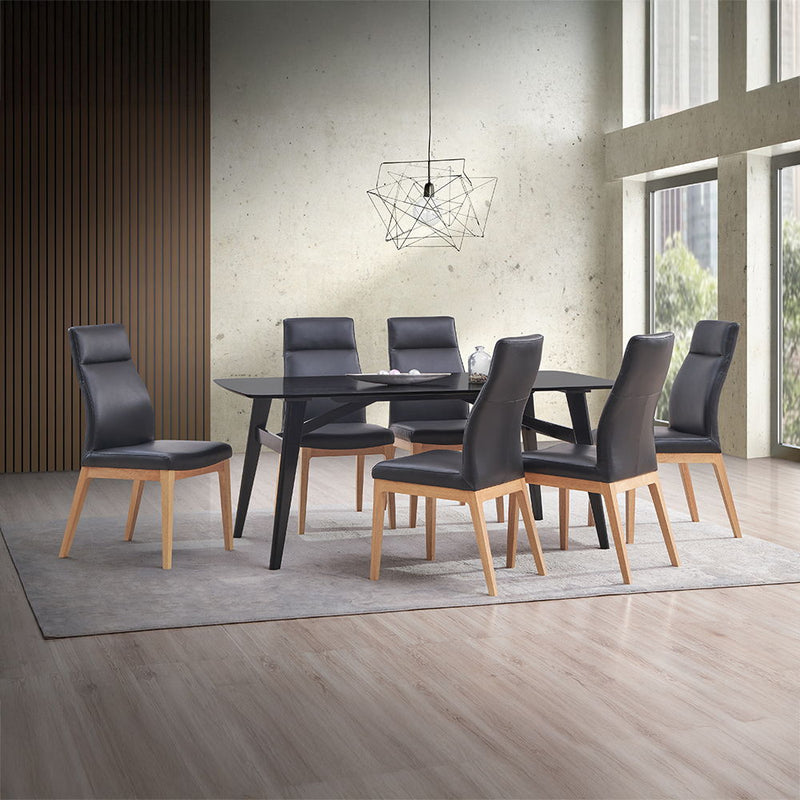 Raquan - Side Chair (Set of 2) - Black Leather & Walnut