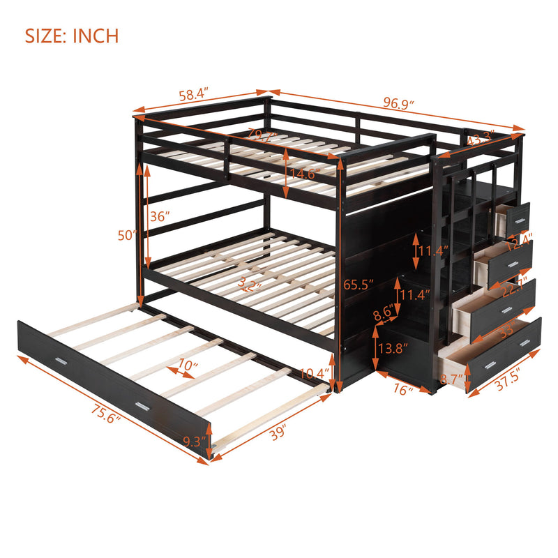 Bunk Bed With Twin Size Trundle And Staircase