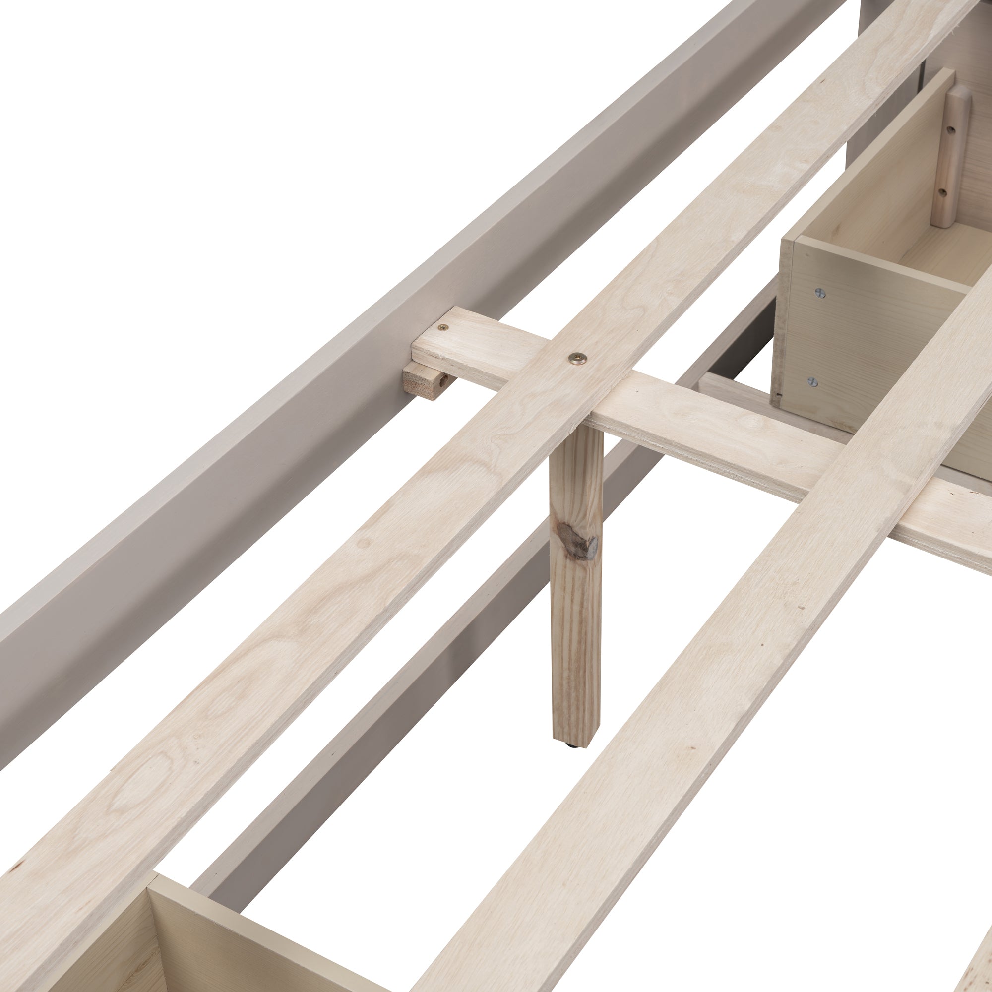 Queen Size Platform Bed with 6 Storage Drawers,Antique White