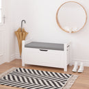 Kids Toy Box Chest Storage Cabinet With Cushion Seat Bench Flip Top Lid Safety Hinge - White