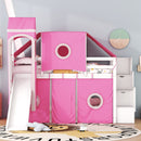 Twin Size Loft Bed with Tent and Tower - Pink