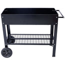 Elevated Mobile Raised Ergonomic Metal Planter Garden Bed With Wheels Powder Coated Steel - Black