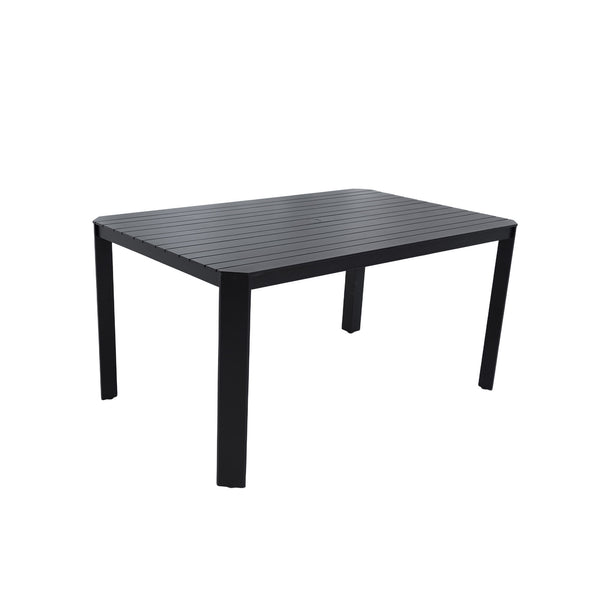 Modern Outdoor Table With Alternating Wide And Narrow Slats, Angled Corners, 2" Big Umbrella Hole, And Adjustable Non Slip Pads - Bourbon Brown