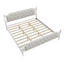 Traditional Style Solid Bed Frame With Upholstered Tufted Headboard, No Box Spring Needed