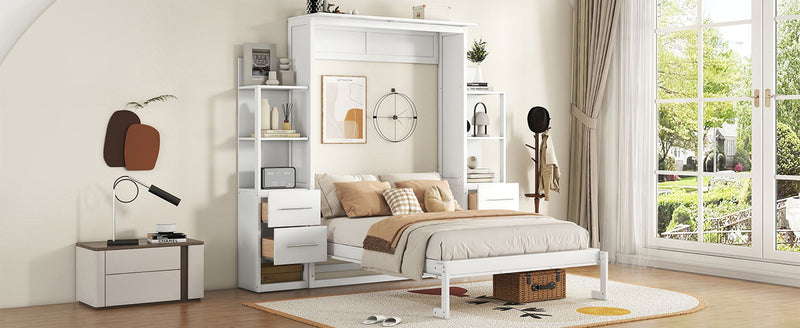 Murphy Wall Bed With LED Lights, Shelves And Drawers