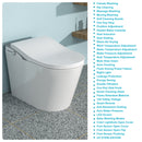Smart Bidet Toilet Combo With Auto Open & Close, Heated Seat, Foot Sensor Flush, LED Display, Ceramic - White