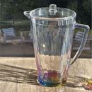 Rainbow Design Unbreakable Plastic Water Pitcher With Lid And Spout, 2.5 Quarts - Clear