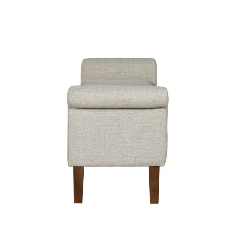 Upholstered Storage Bench With Rolled Armrests