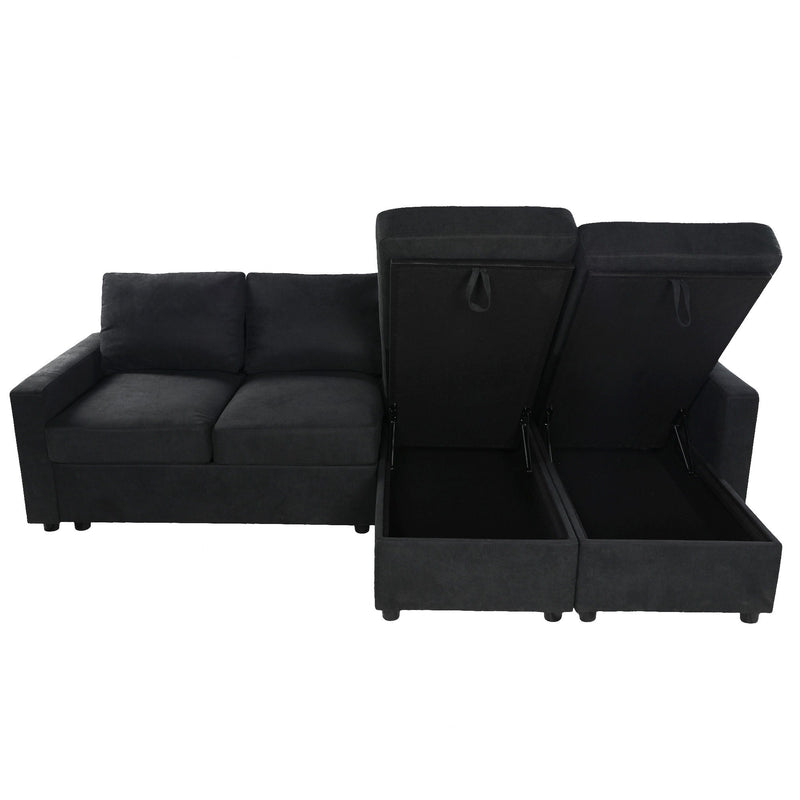 Convertible Sectional Sofa With Storage Chaise Lounges And USB Ports