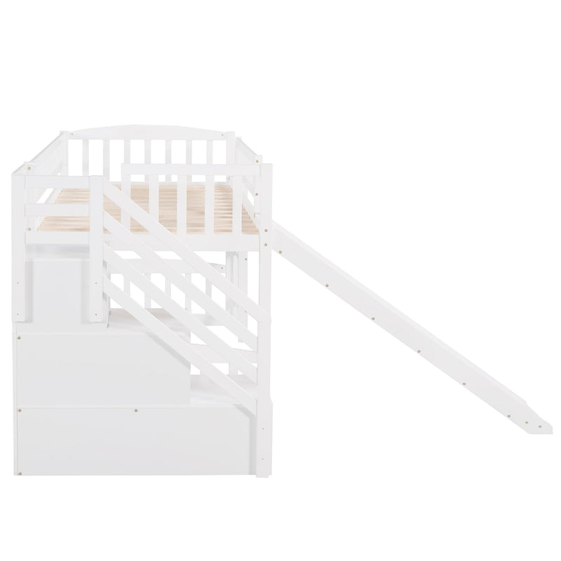 Loft Stairway Bed With 2 Drawers And Slide