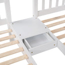 Full Over Twin & Twin Bunk Bed, Wood Triple Bunk Bed with Drawers and Guardrails, White (OLD SKU: LP000143AAK)