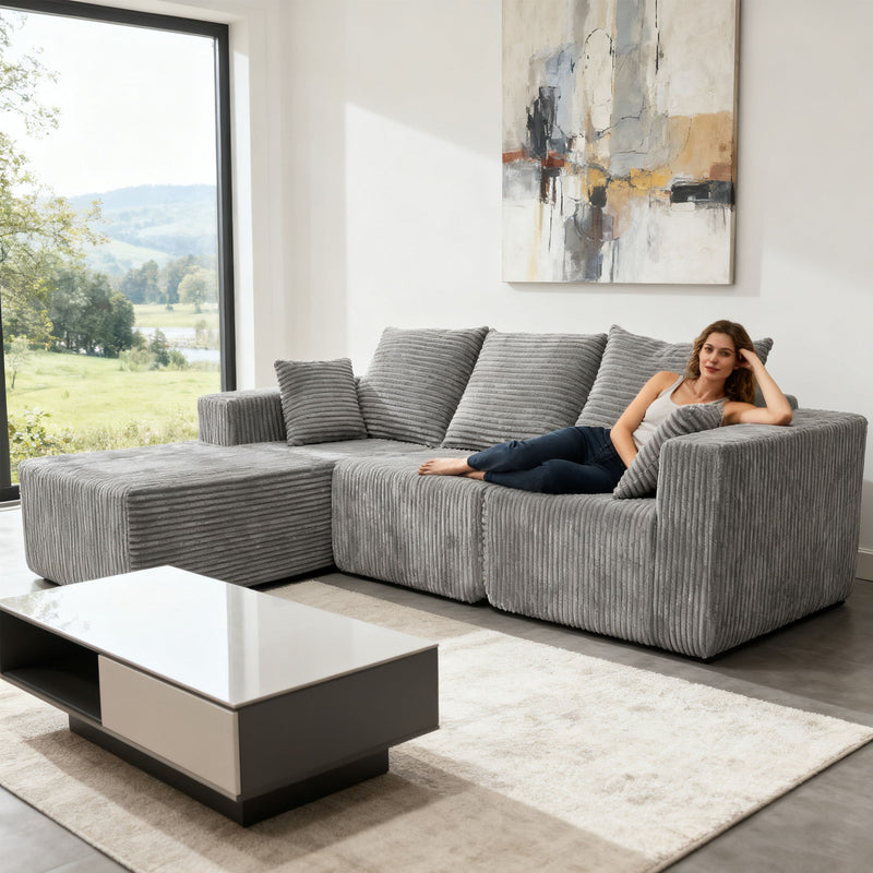 Corner Combination Sofa Sectional Couch With Soft Plush Fabric