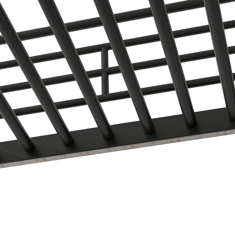 Full Size Loft Bed With Desk, Storage Staircase, Small Wardrobe And LED Light - Black