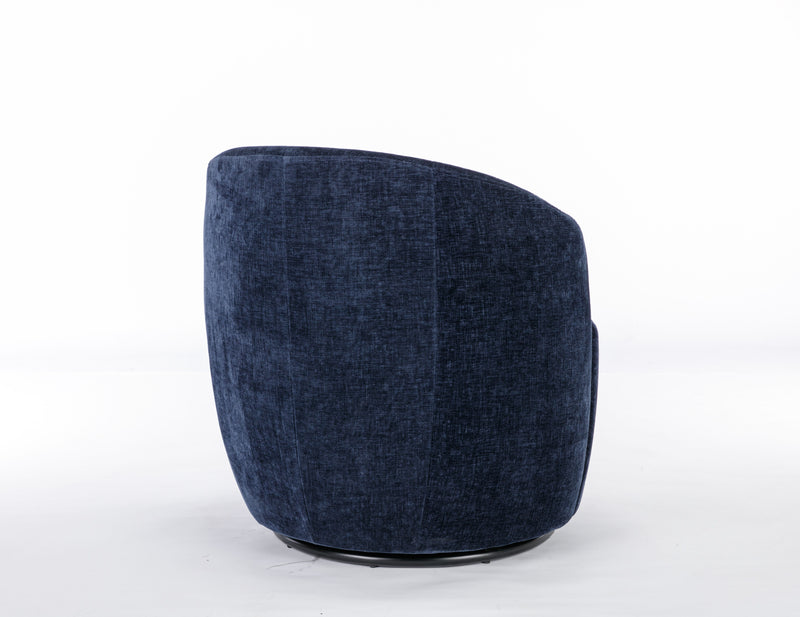 Chenille Fabric Swivel Accent Armchair Barrel Chair With Powder Coating Metal Ring