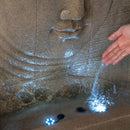 High Sandstone Buddha Fountain, Indoor Outdoor Water Fountain With Light - Beige