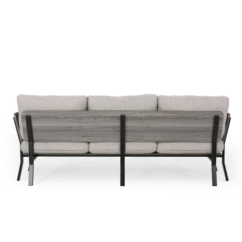 Mid Century Modern 3 Seater Sofa With Pillow Cushions - Light Gray