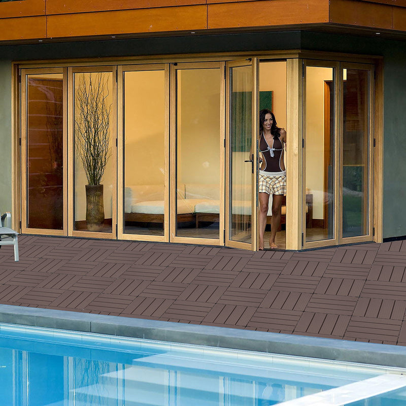 Plastic Interlocking Deck Tiles, Patio Flooring Outdoor Waterproof All Weather Use