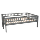 Full-Over-Full-Over-Full Triple Bed with Built-in Ladder and Slide , Triple Bunk Bed with Guardrails, Gray(OLD SKU :LP000052AAE)