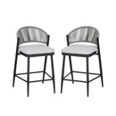 Outdoor 26" Counter Height Metal Frame Counter Stools With Scallop Shaped Backrest & Water Resistant Cushions