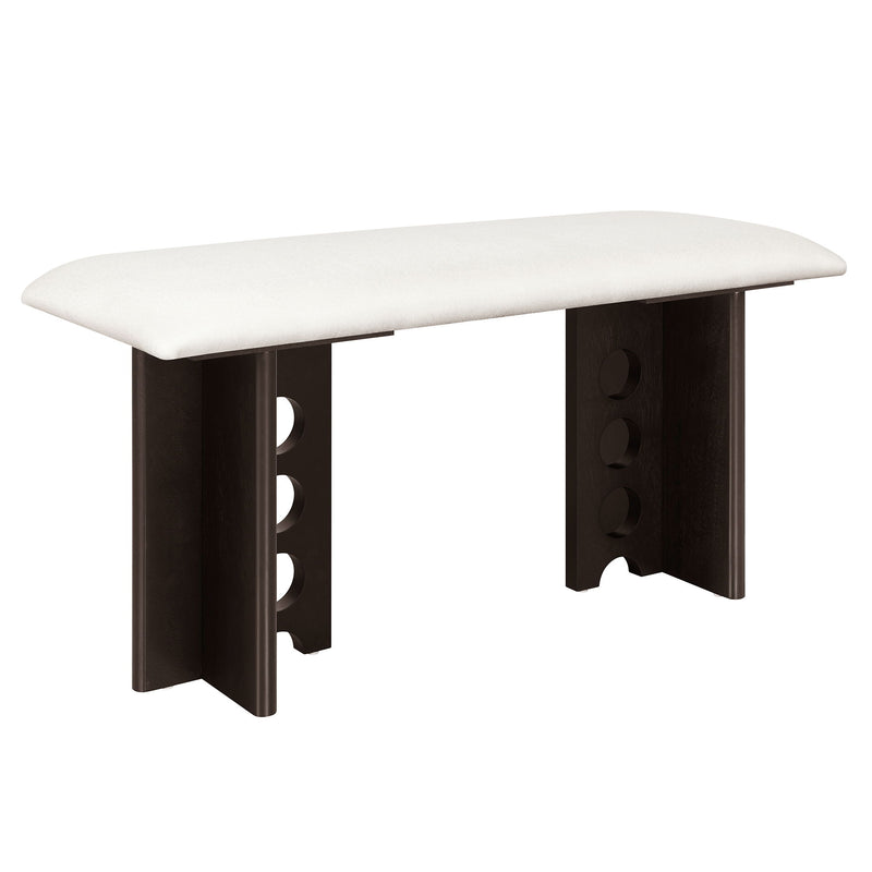 Modern Double Pedestal 6 Piece Dining Table Set, 4 Upholstered Rattan Back Dining Chairs And Bench