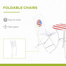 3 Piece Patio Bistro Set, Folding Outdoor Furniture with USA Mosaic Table and Chairs, 
Portable Metal Frames for 4th of July, Balcony, Backyard, Poolside, Porch, American Flag