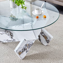 Modern Round Glass Coffee Table With Tempered Glass
