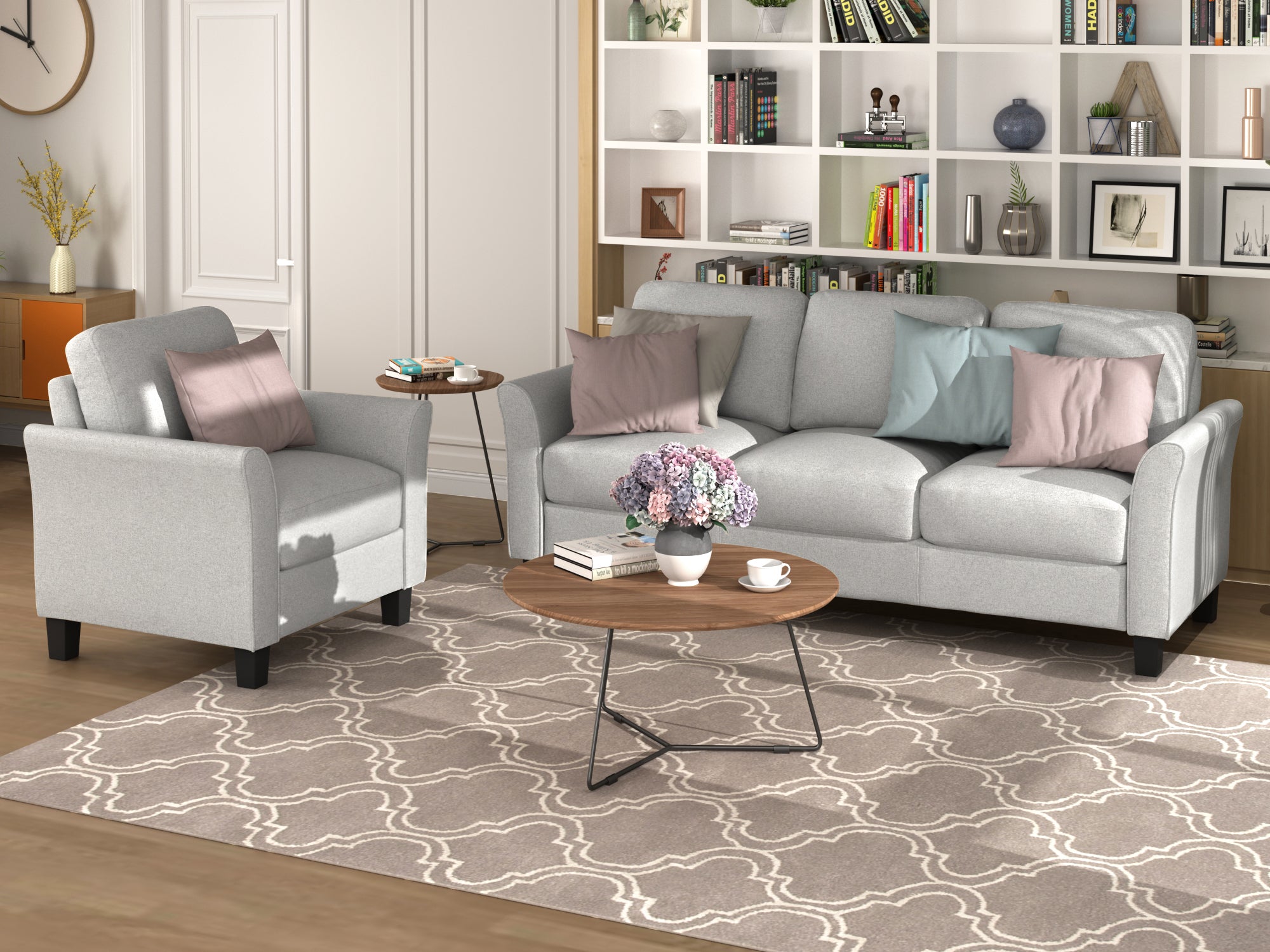 Living Room Furniture chair  and 3-seat Sofa (Light Gray) - Atlantic Fine Furniture Melbourne FL