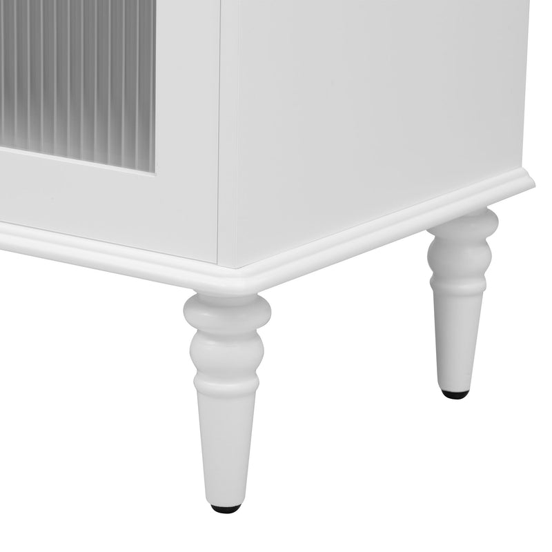 Retro TV Stand With Fluted Glass Doors