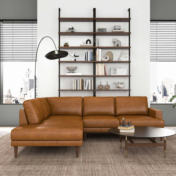 Corbin Left-Facing Tan Leather Sectional Sofa