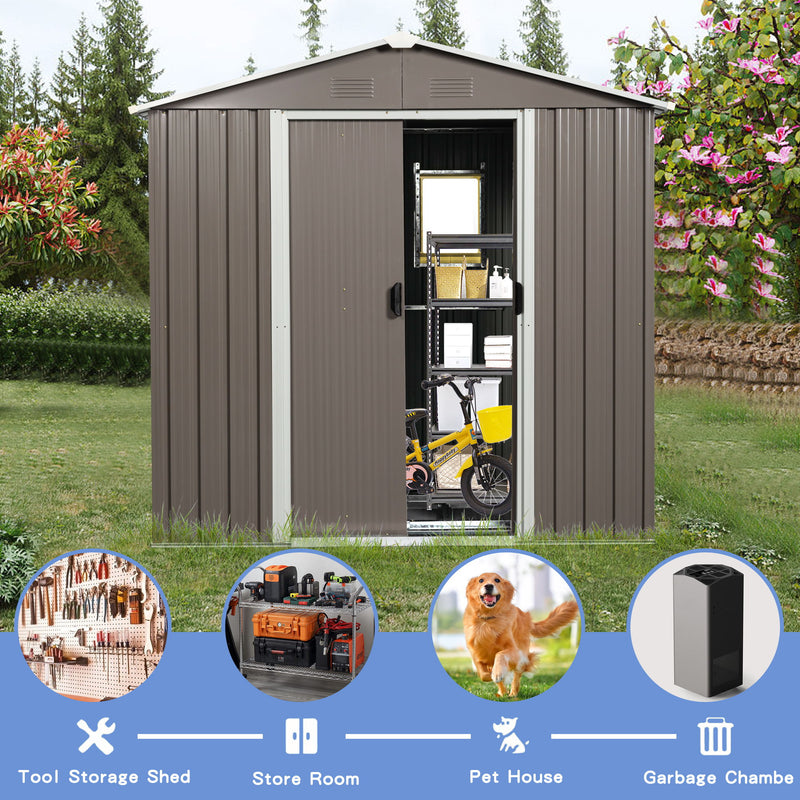 88.98" Outdoor Metal Storage Shed With Window