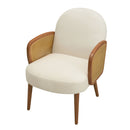 Accent Chair With Rattan Armrests And Wooden Legs Velvet For Living Room