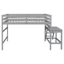 Full Loft Bed with Platform,ladder,Grey