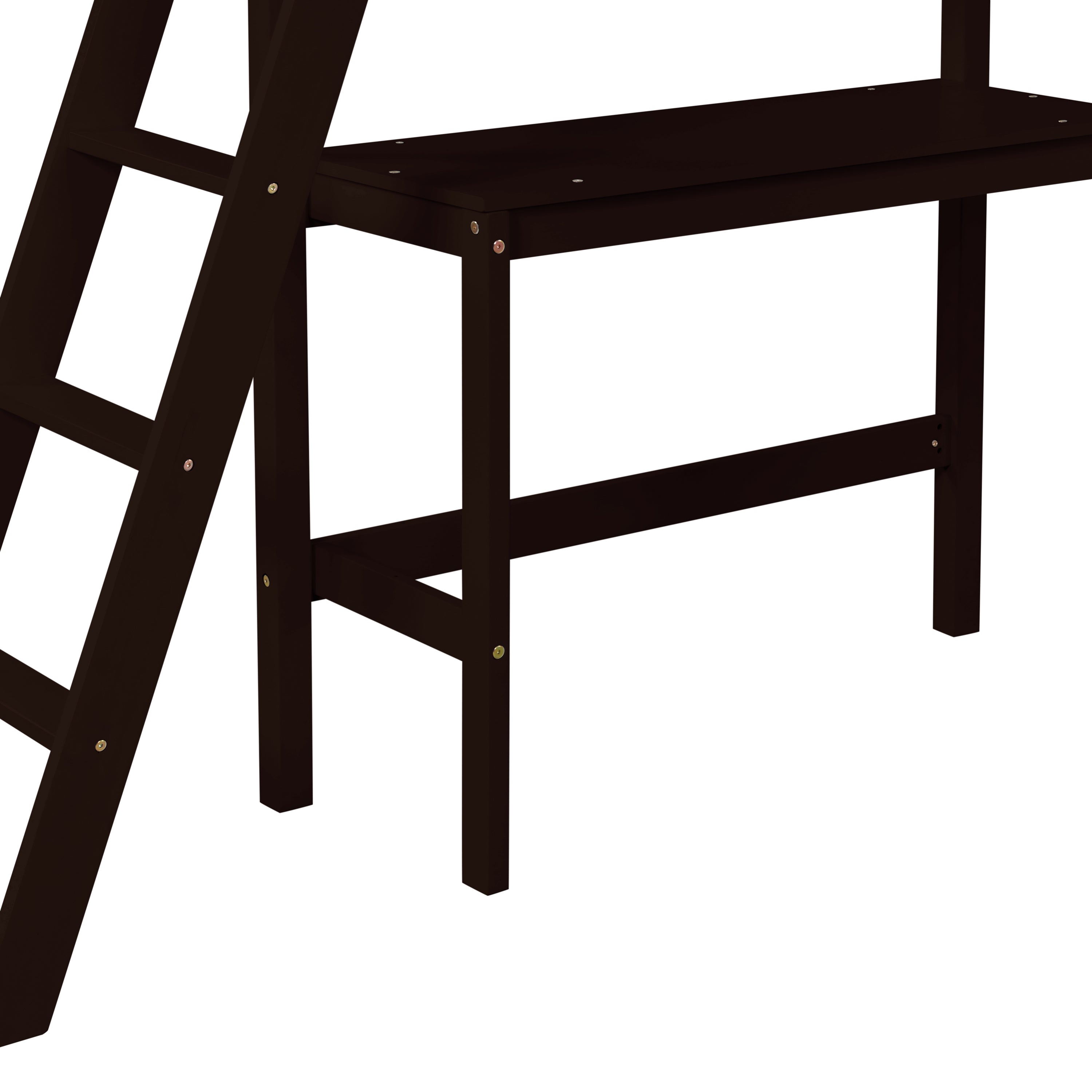 Twin Loft Bed with desk,ladder,shelves , Espresso - Atlantic Fine Furniture Melbourne FL