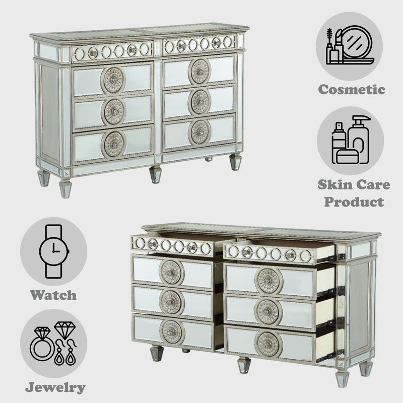 Varian - Mirrored Dresser - Silver