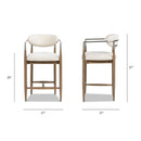 Artemis - Mixed Material Upholstered Counter Stool - Warm White