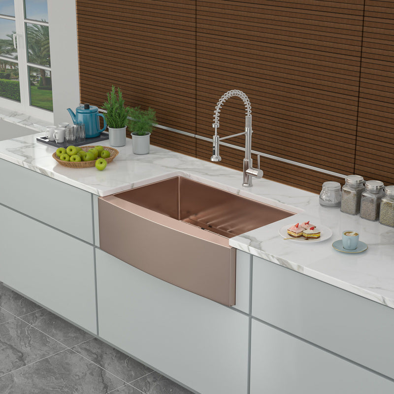 Farmhouse Kitchen Sink, Stainless Steel, Apron Front