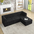 Modern Minimalist L Shape Modular Sectional Sofa, Sleeper Corduroy Couch