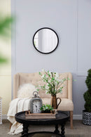 Circle Wall Mirror With Wooden Frame, Wall Mirror For Living Room