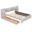 Upholstered Platform Bed With Reading Lights, Drawers, Trundle And Shelves