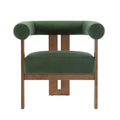 Modern Upholstered Round Arm Accent Chair With Velvet Upholstery