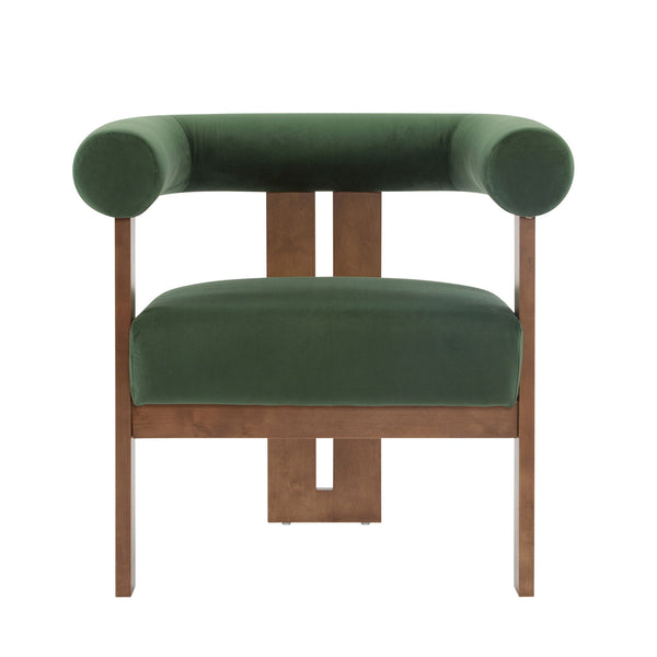 Modern Upholstered Round Arm Accent Chair With Velvet Upholstery