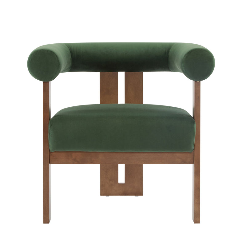 Modern Upholstered Round Arm Accent Chair With Velvet Upholstery