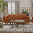 Modern Leather Sofa - Caramel
