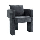 Modern 3 Leg Chenille Accent Chair With Ergonomic Arms & Removable Pillow