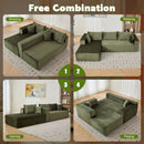 Compression Sectional Couch With Comfy Chaise, Boneless L Shape Sofa With Deep Seat