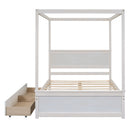 Canopy Platform Bed With Drawers, Support Slats, No Box Spring Needed