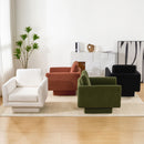 360° Modern Swivel Accent Chair Round Armchair, Thick Padded Single Lounge Sofa Upholstered Comfy